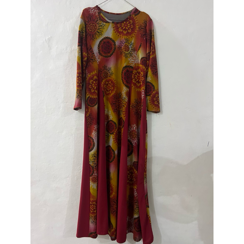 gamis Jersey wanita merah maroon