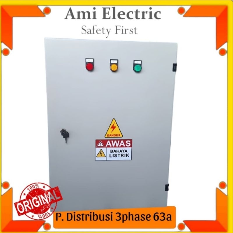 Panel distribusi 3phase 63a + arrester