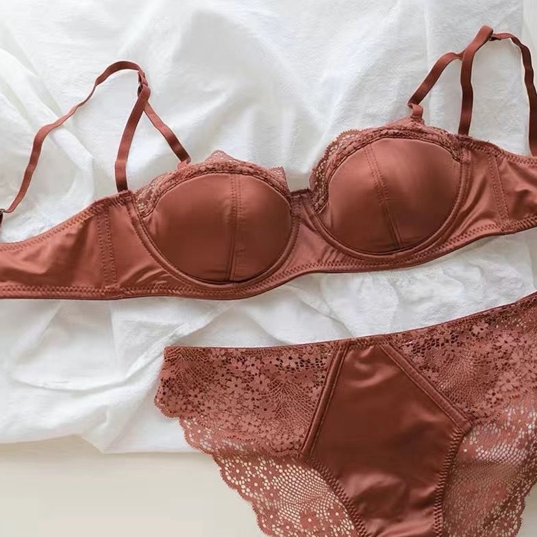 KODE S55V Estelle BRA SET Setelan BH  CD Lace Renda Sexy Transparan Hot Satin Kawat Push Up Pakaian 