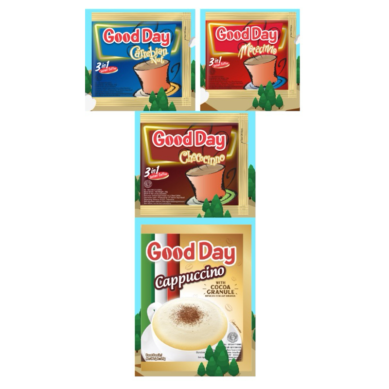 

Kopi Good Day 3 in 1 & Cappuccino 1 renceng Isi 10 sachet