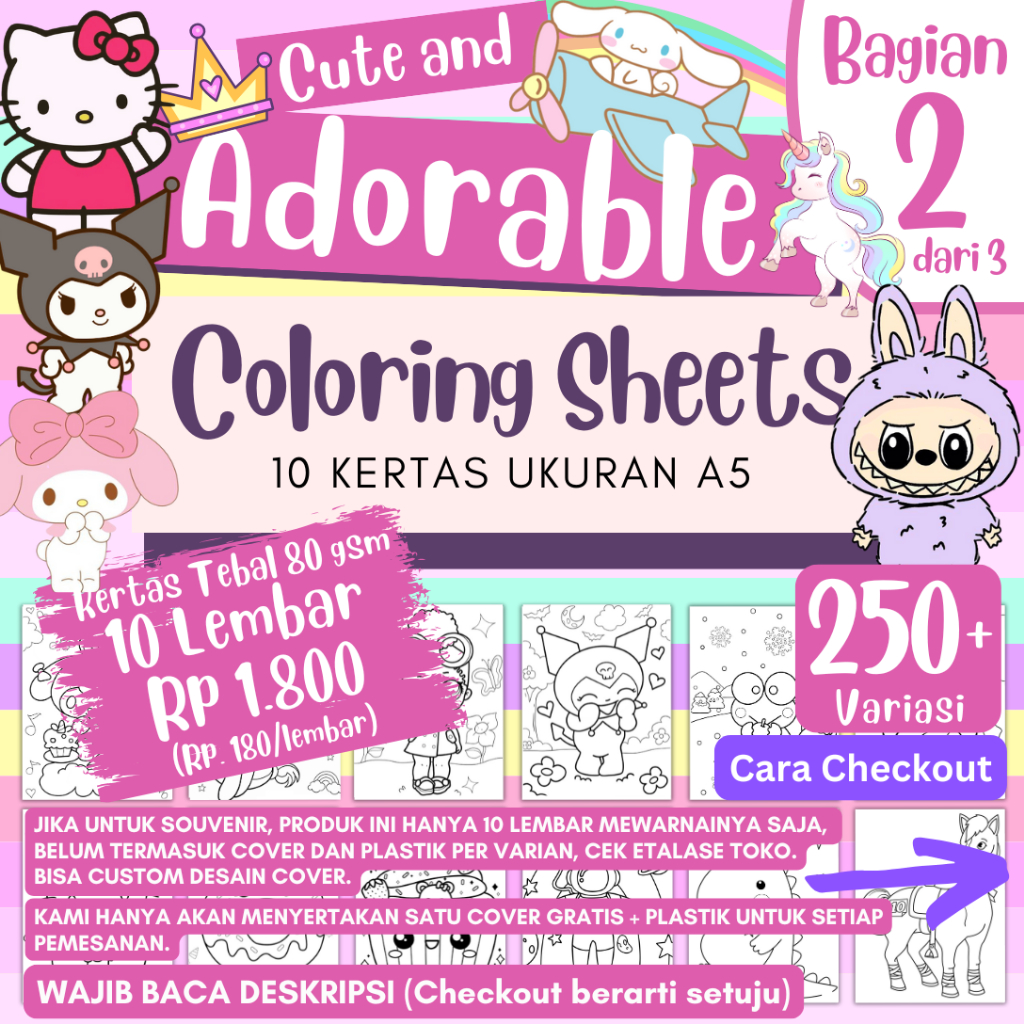 

10 Lembar Kertas Mewarnai (TERMURAH DI SHOPEE) 250+ Variasi Tebal 80 gsm - Bagian 2