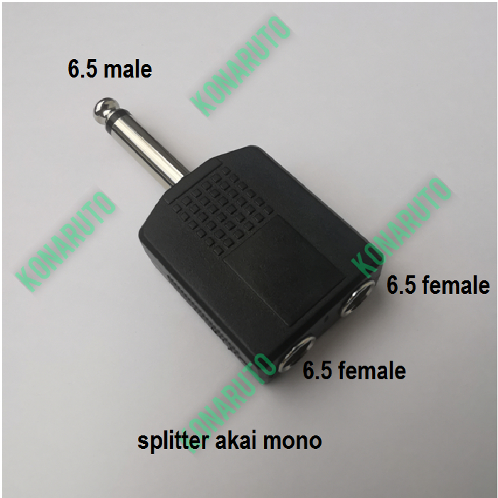 splitter jack akai mono 6.5 male to dual 6.5 female mono - spliter