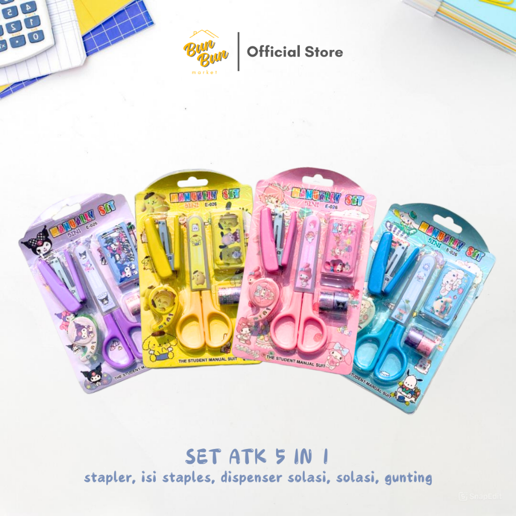 

SET 5 IN 1 / Set Alat Tulis Anak Stationary Sanrio Karakter Lucu Gunting Kuromi Cinnamoroll Semarang Instan E026