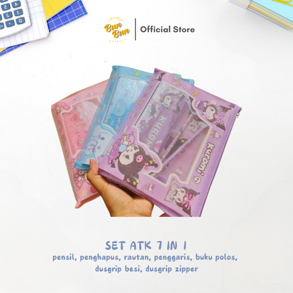

SET 7 IN 1 / Set Alat Tulis Anak Dusgrip Besar Zipper Sanrio Stationary Karakter Kuromi ATK Murah Instan Semarang 6027