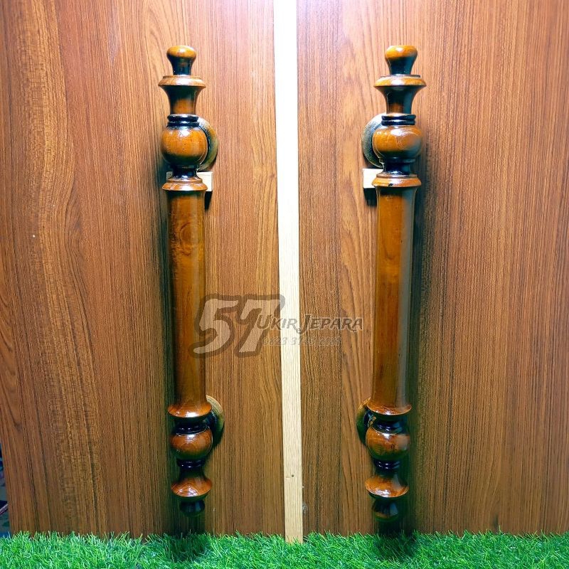 Handle Pegangan Tarikan Pintu Rumah/ Kamar/ Kupu Tarung Model Motif Bundar Kayu Jati (M13)