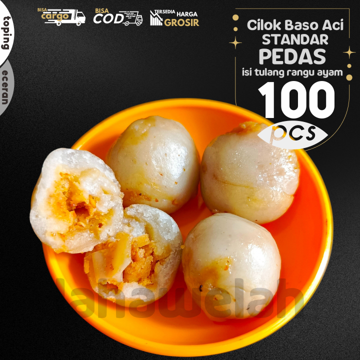 

Baso Aci CILOK STANDAR 100pcs pentol isi TULANG RANGU/Rawan Ayam PEDAS by Lahawelah