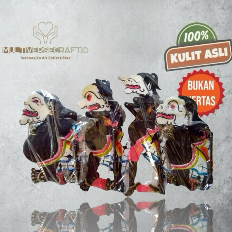 MULTIVERSECRAFTID Miniatur Wayang Kulit Mainan Khas Jogja Punokawan Fullset Lengkap Bahan Kulit Asli