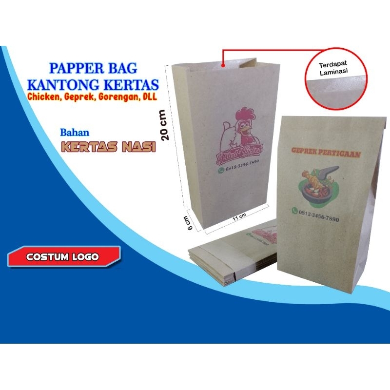 

PAPPER BAG KANTONG KERTAS CHICKEN, GEPREK, GORENGAN DLL