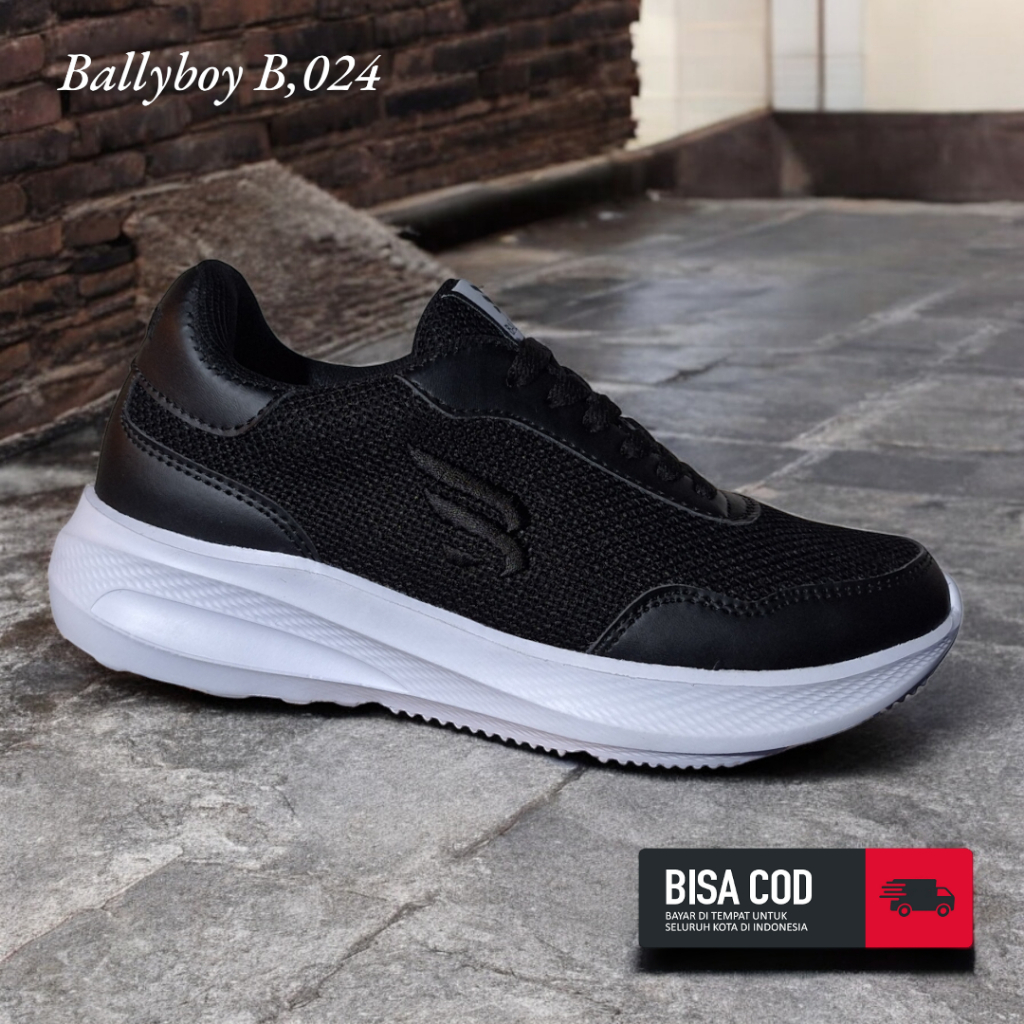 Sepatu Sneakers Wanita Hitam Putih Casual Sepatu Hitam Pria Full Black