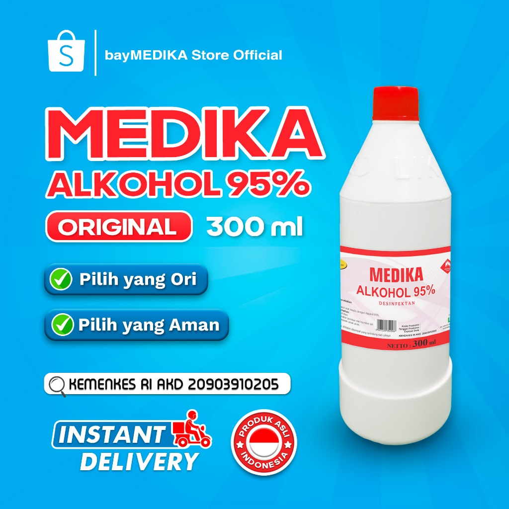 Original Medika Alkohol 95% 300 ml MEDIKA Alcohol 95% Alkohol Medis
