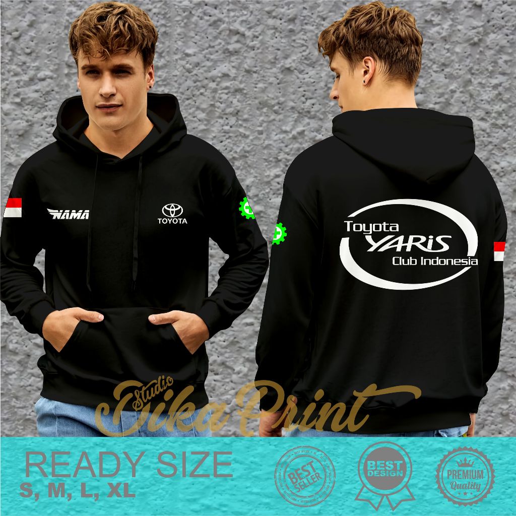 Jaket Hoodie Komunitas Toyota Yaris Club Indonesia Bahan Nyaman Dan Adem