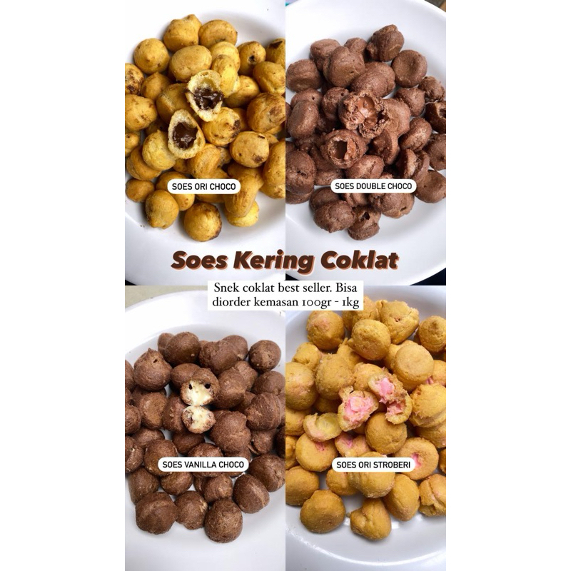 

Soes Kering Coklat [250gr / Toples] Coklat Ori Choco / Double Choco / Choco Vanilla / Ori Stroberi