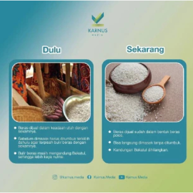 

Beras Karnus tanpa penambahan zat pengawet, pewangi dan pemutih.