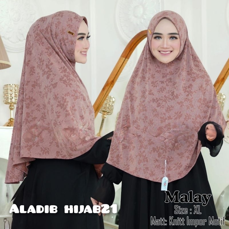 Hijab bergo knit syria malay xL motif terbaru|Khimar bergo knit syria malay xL jumbo motif