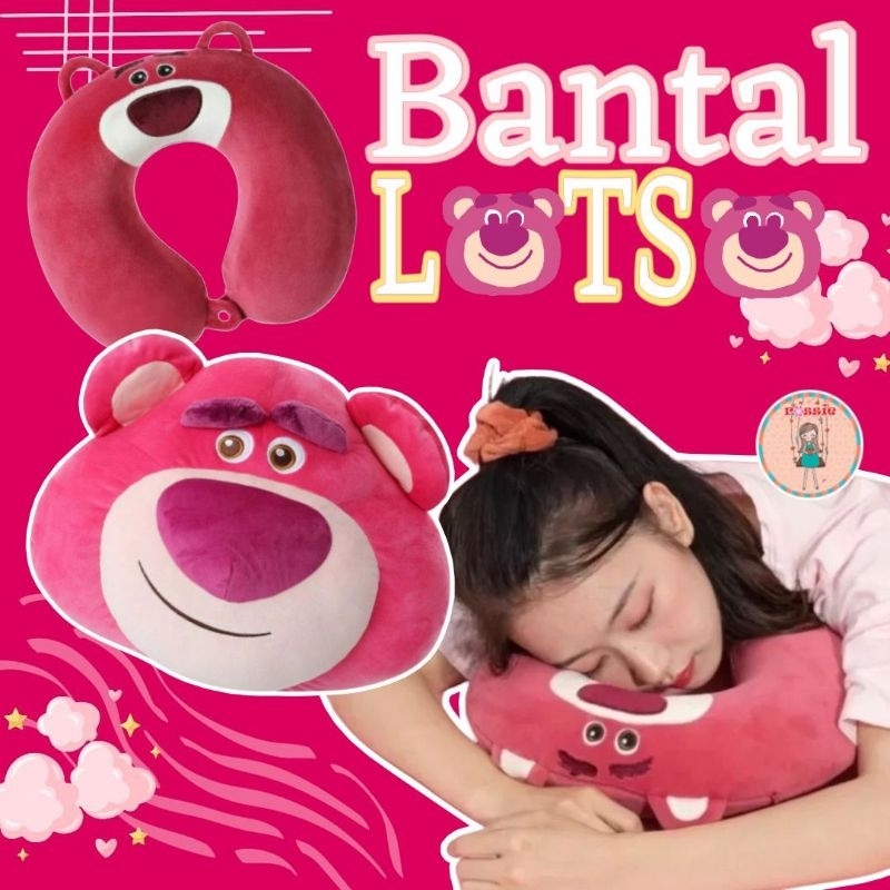 ￼Boneka Bantal Lotso/ Boneka Karakter Toy Story Lotso / Boneka Kepala Lotso 40cm/Bantal Leher Lotso/