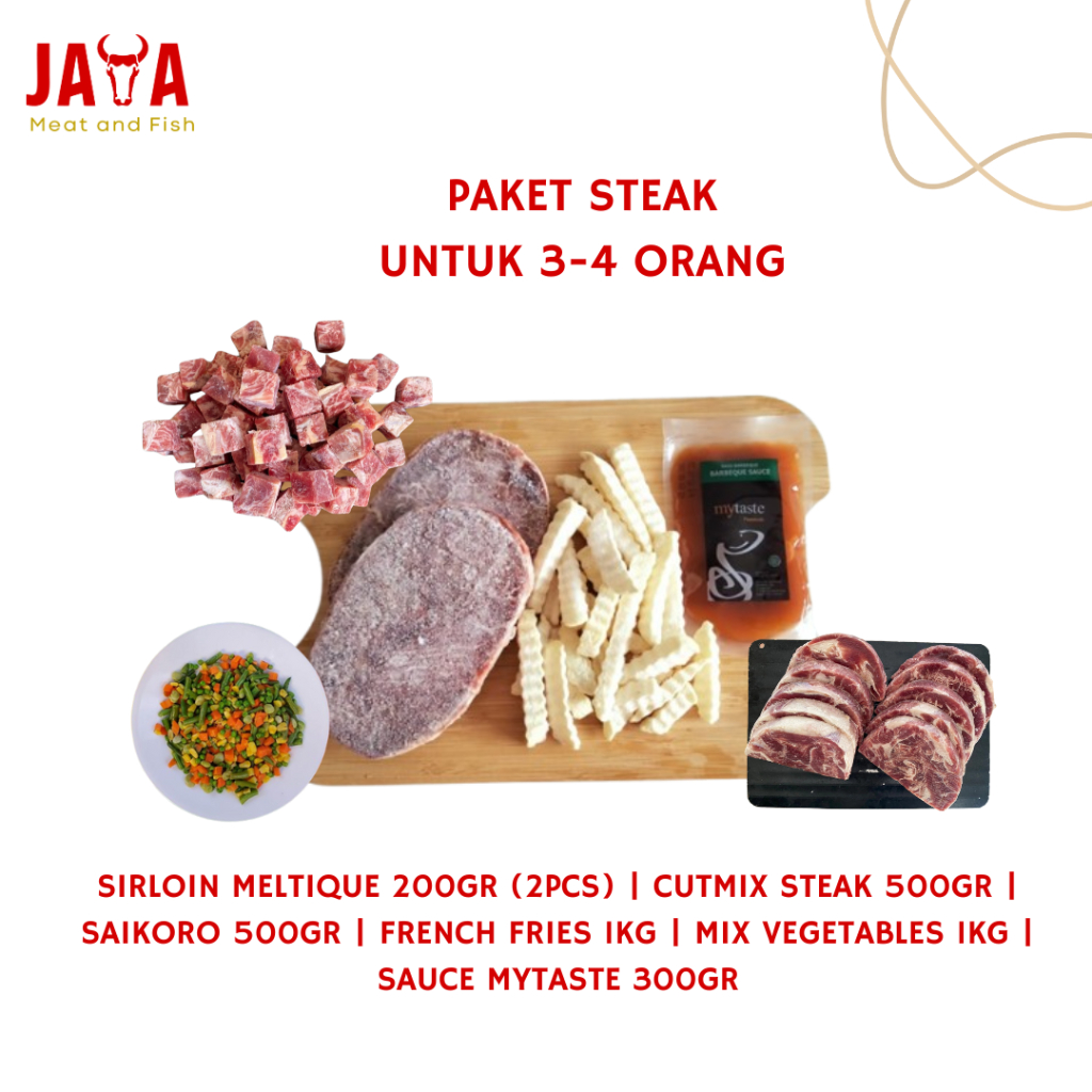 

Paket Hemat Steak Sirloin Meltique Untuk 3-4 Orang