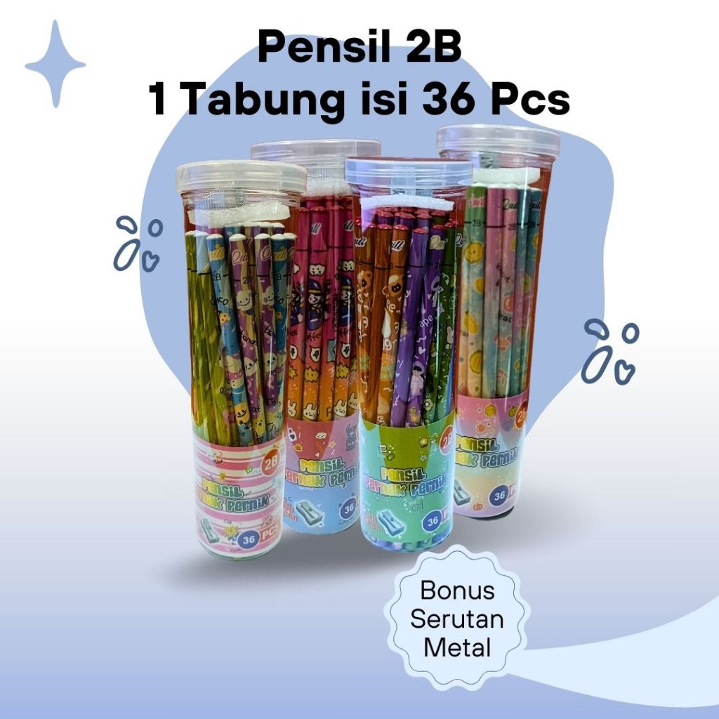 

Pensil 2B pack tabung isi 36pcs/Pensil Tulis anak-anak 2B