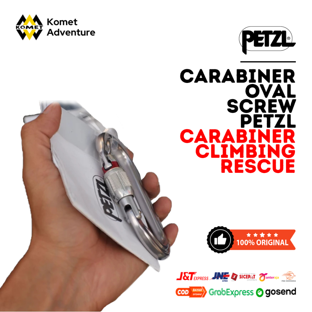 Carabiner Oval Screw Petzl - Carabiner Petzl Safety Climbing Rescue Flying Fox
