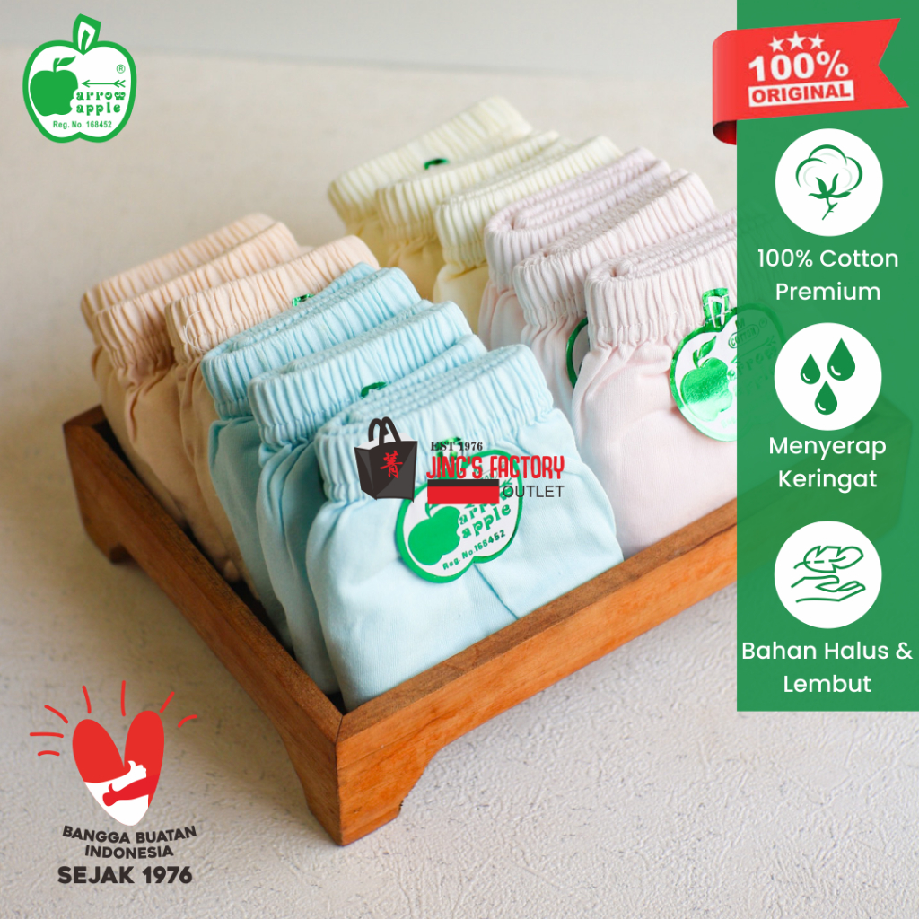 100% CD Apel Asli Cotton Combed (Bis)/ Katun Premium / Cotton Arrow Apple - Celana Dalam Wanita Apel