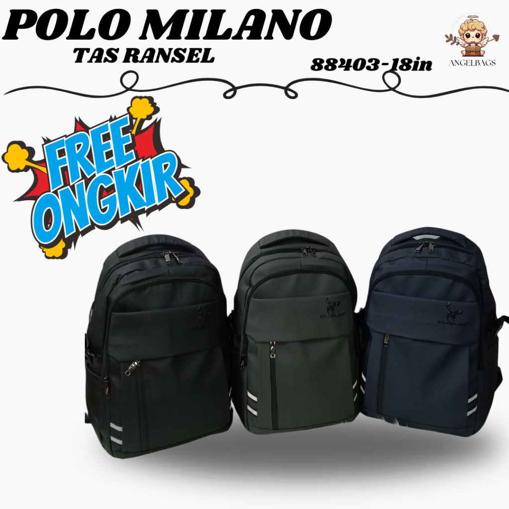 Tas Ransel Import POLO MILANO 88403 18 IN ORIGINAL Anti Air