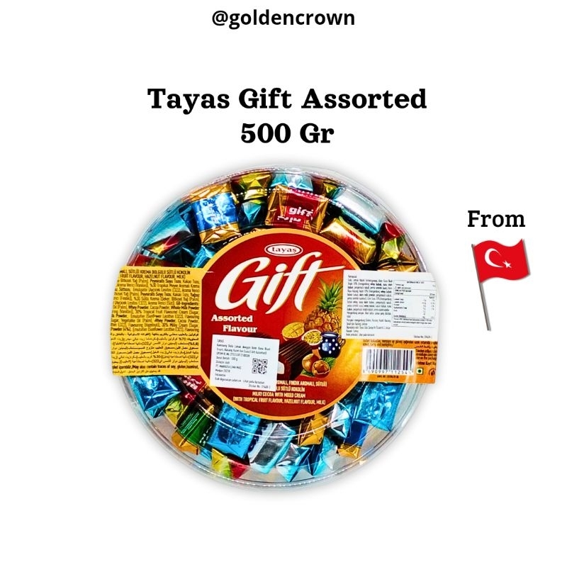 

Tayas Coklat Turki Gift Assorted / Kembang gula coklat krim susu, buah tropis dan kacang hazel 500g