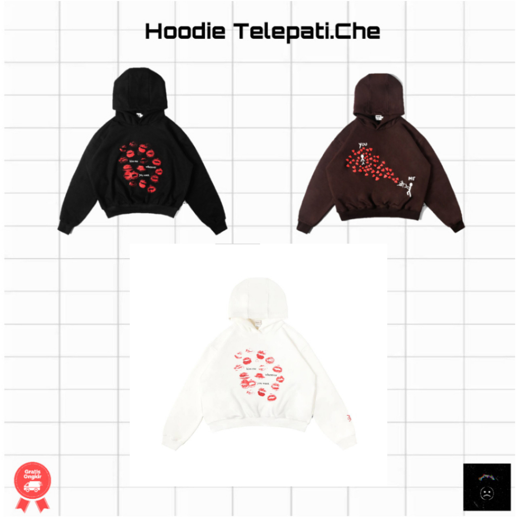 Telepati.Che Hoodie Kiss Me White, Hoodie Choco Amor,  Hoodie Kiss Me Black