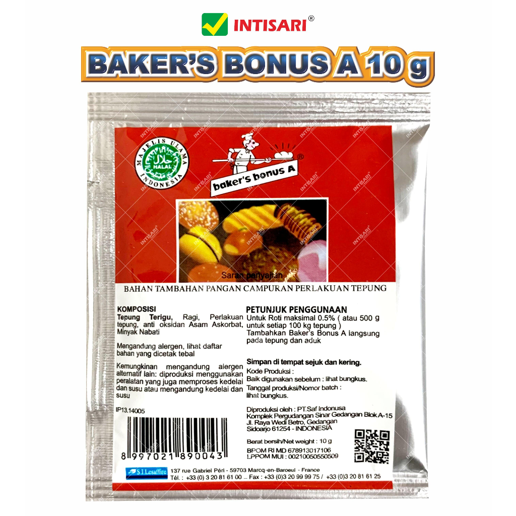 

BAKER'S BONUS A (BREAD IMPROVER) SACHET 10 G