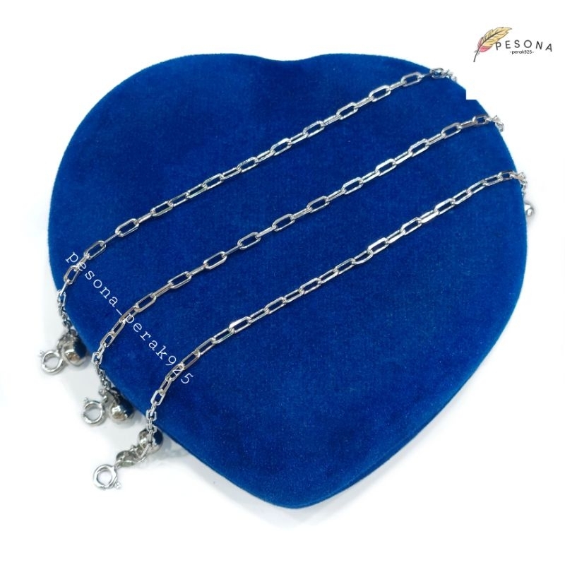 Gelang Perak Asli 925 Lapis Emas Putih Model Rantai Catena + kerincing - Perhiasan Perak Wanita Ada 