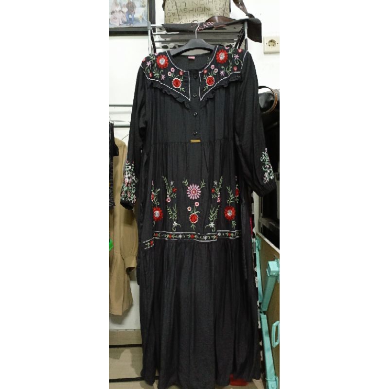 gamis bordir linen