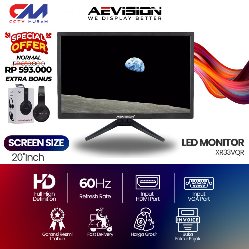 MONITOR LED AEVISION 20 inch || MONITOR CCTV DAN PC || MONITOR 19 inch AEVISION