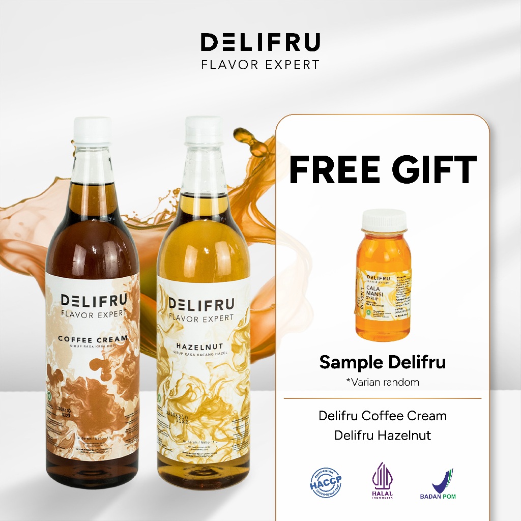 

Delifru Paket Bundling Syrup Hazelnut 1L + Sirup Coffee Cream 1L