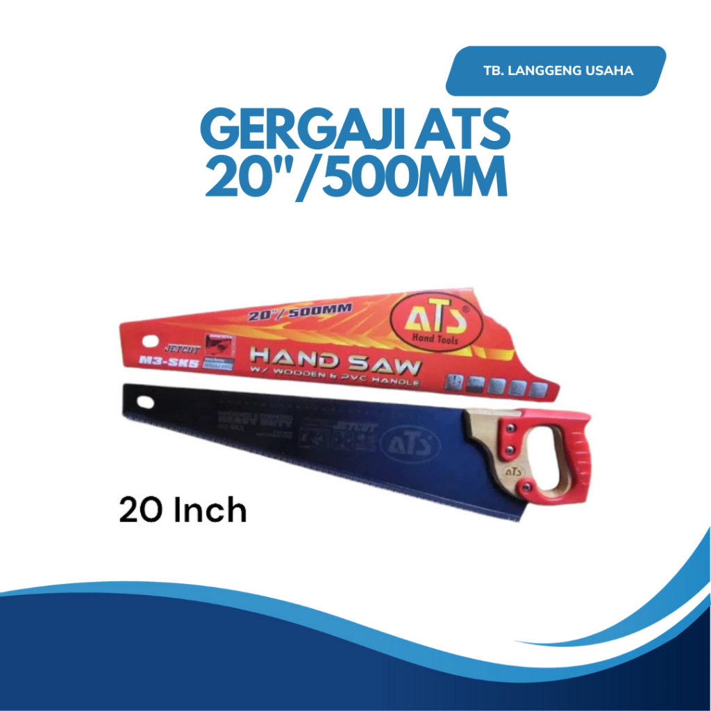 LU GERGAJI ATS 20''/500mm GERGAJI KAYU GERGAJI TANGAN SUPER TAJAM POTONG KAYU TRIPLEK 14 16 18 20 “ 