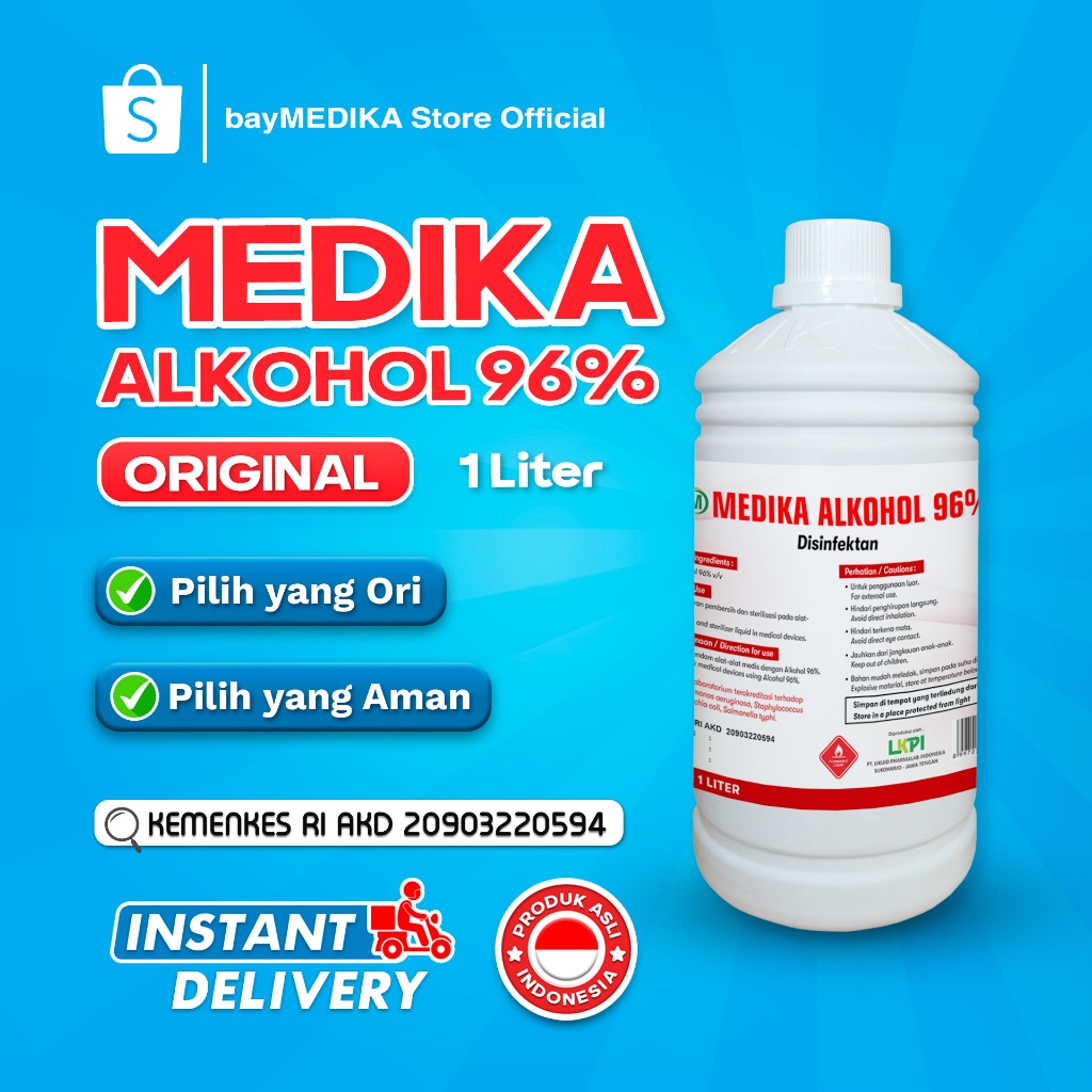 Original Medika Alkohol 96%  1 Liter MEDIKA Alcohol 96% Alkohol Medis