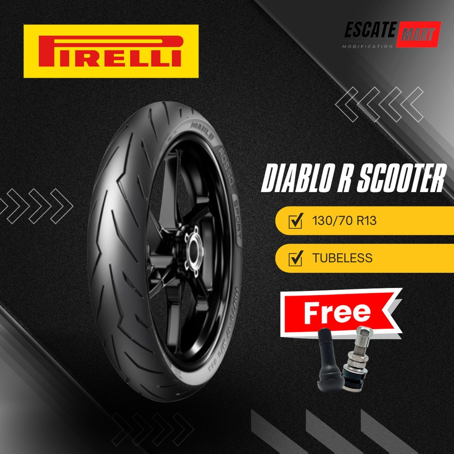 Pirelli Diablo Rosso Scooter 130/70-13 Tubeless - Ban Motor Pirelli Diablo Rosso Scooter 130/70 Ring