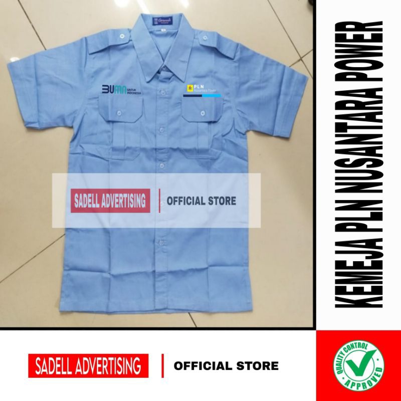 Kemeja PLN Nusantara Power BUMN Biru Muda PDH Lengan Pendek Pria Bordir