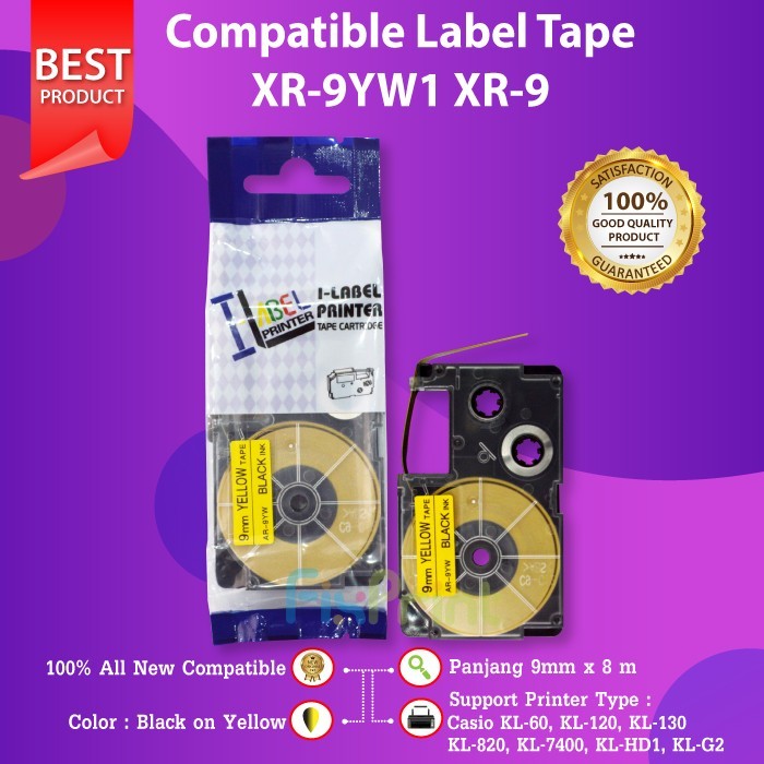 

FixPrint EZ label tape XR-9WE1 XR-9 Black on White 9mm XR-9YW1 XR-9 Black on Yellow 9mm Support Printer Type C*sio KL-60, KL-120, KL-130, KL-820, KL-7400, KL-HD1, KL-G2