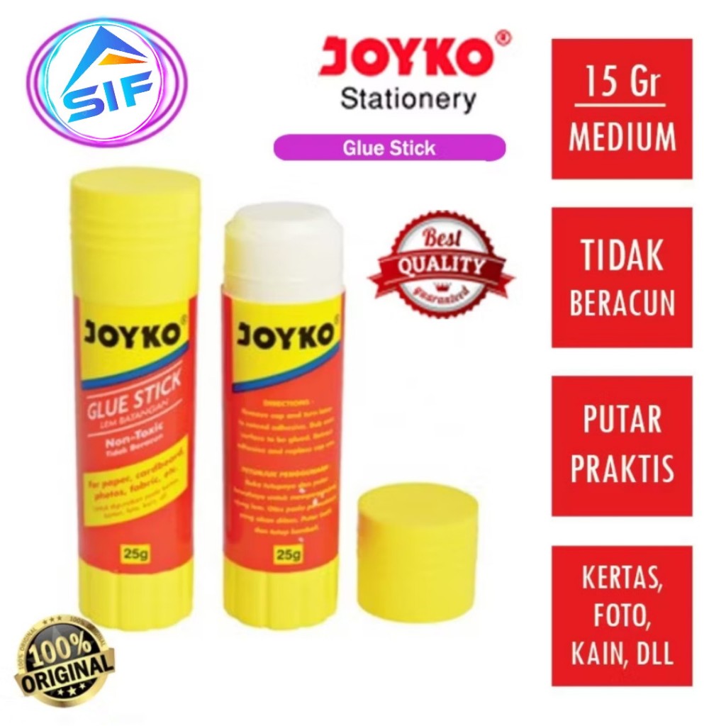 

Lem Kertas Stick Joyko 8gram Glue Stick Cocok Untuk DIY Anak Aman Super Murah Harga Per Pcs