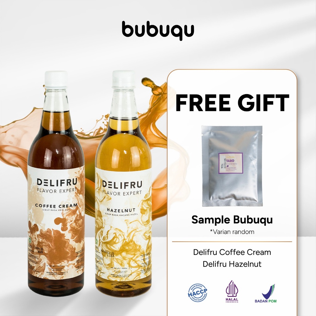 

Delifru Paket Bundling Syrup 2L Sirup Coffee Cream 1L + Sirup Hazelnut 1L