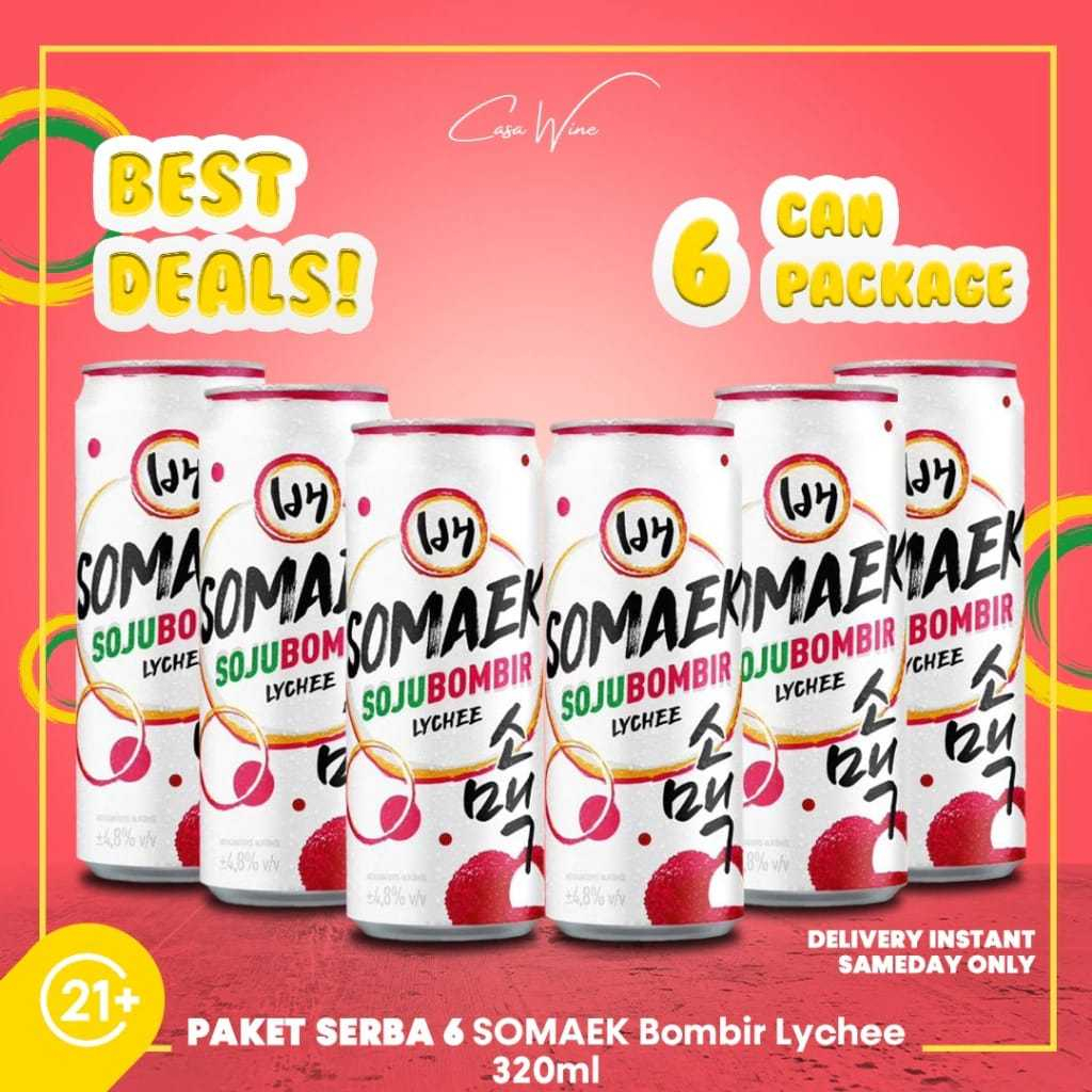 ( Paket 6 Pcs ) Drink Somaek Yuzu Sojbir Rasa lychee Leci - 320 ml