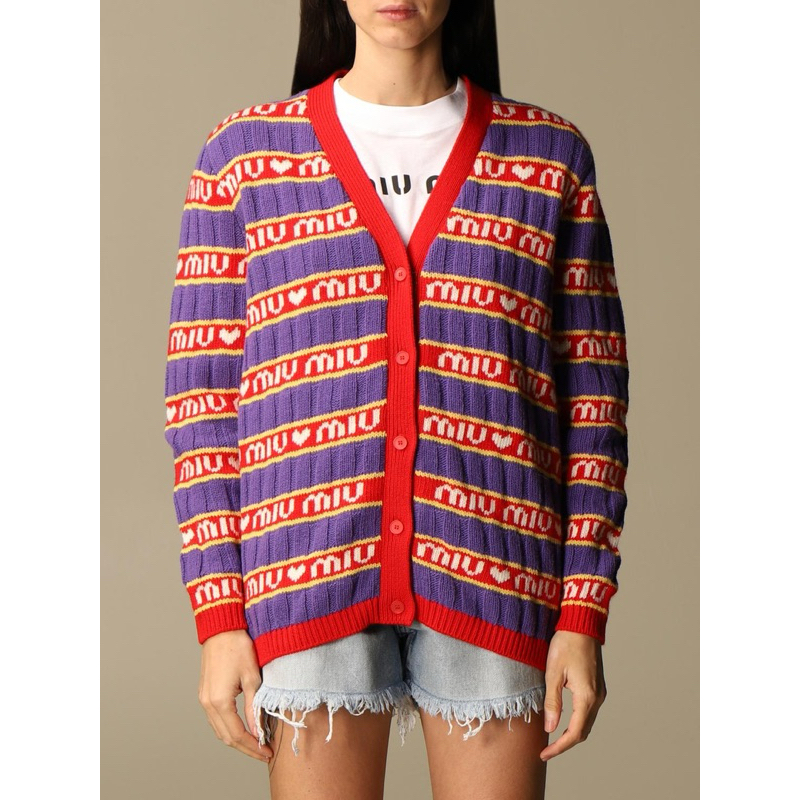 KKUMI KKUMI - MMiu Monogram Cardigan | Cardigan MiuMiu Colorful Wol