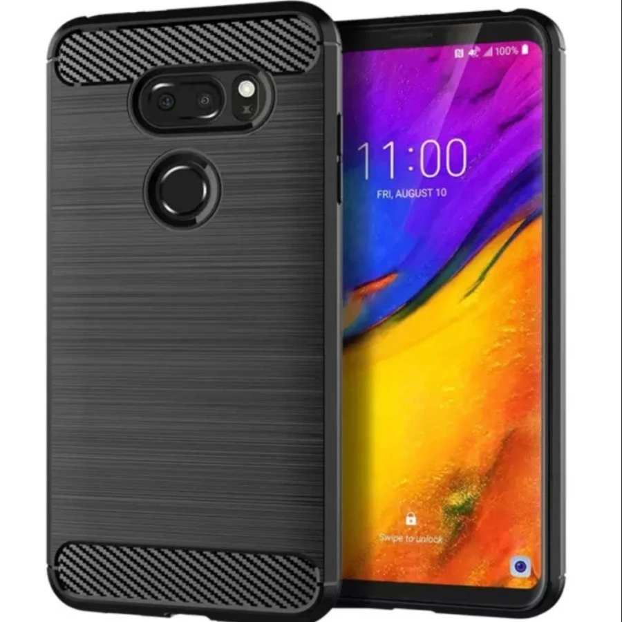LG V35 THINQ CASE BRUSHED RUGGED CARBON FIBER