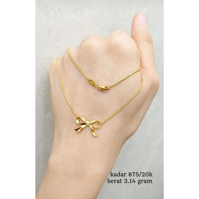 kalung mini ribbon kalung tipis emas asli kadar 875