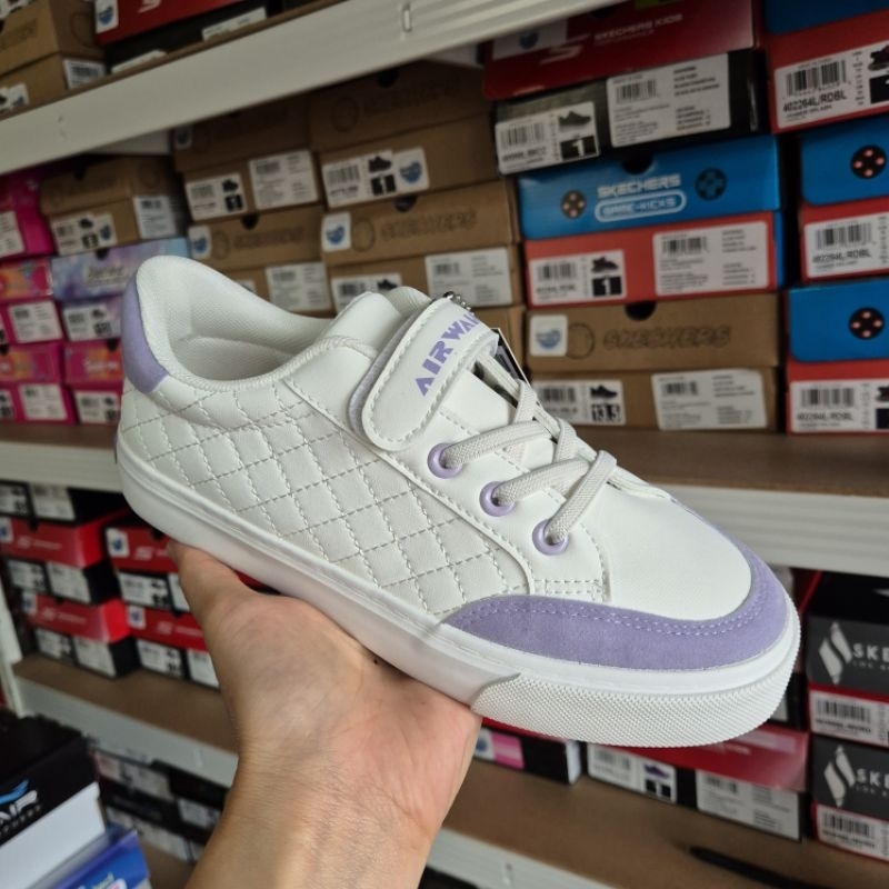 Airwalk Brina JR White Lavender Sepatu Sneakers Anak Perempuan Original |Girls Kids Sneakers Shoes A