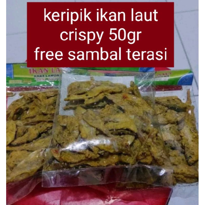 

KERIPIK IKAN LAUT KRIUK CRISPY 50gr free sambal terasi