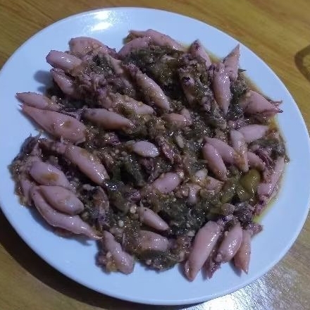 

Baby Cumi Asin Sambel Cabe Ijo Sambal Balado 250gr Frozen