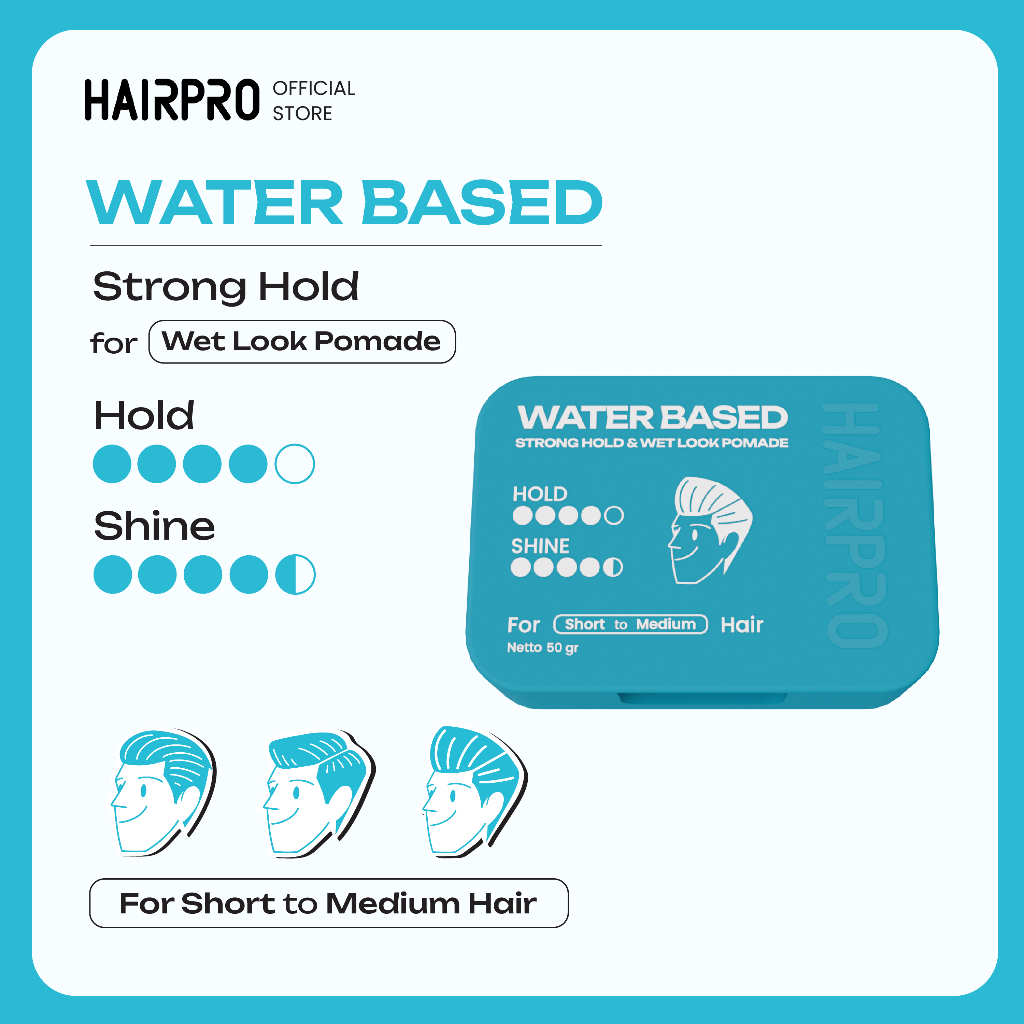 HAIRPRO Waterbased - Pomade Untuk Rambut Rapi & Berkilau, Anti Rambut kering Kusam, Melembabkan Ramb