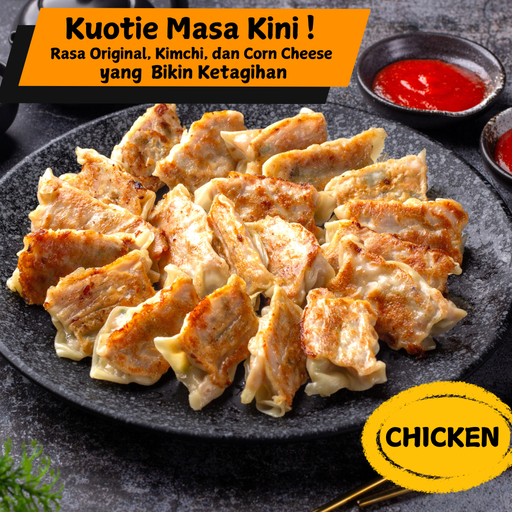 

Kuotie Ayam FROZEN 10 Pcs ada rasa Original, Corn & Cheese, Kimchi Halal: Dumpling, Pangsit, Chicken Gyoza Siomay Dimsum, Kuo Tie, Guo Tie Panggang Goreng Crispy dan Enak!