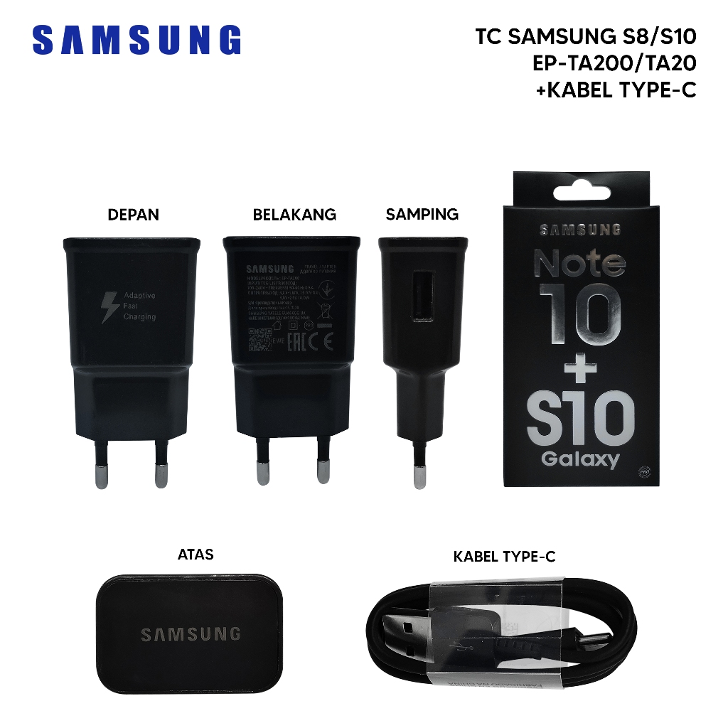 CHARGER BATOK SAMSUNG SAM GALAXY S8 / S10 EP-TA800 + KABEL TYPE-C ORIGINAL 99 %