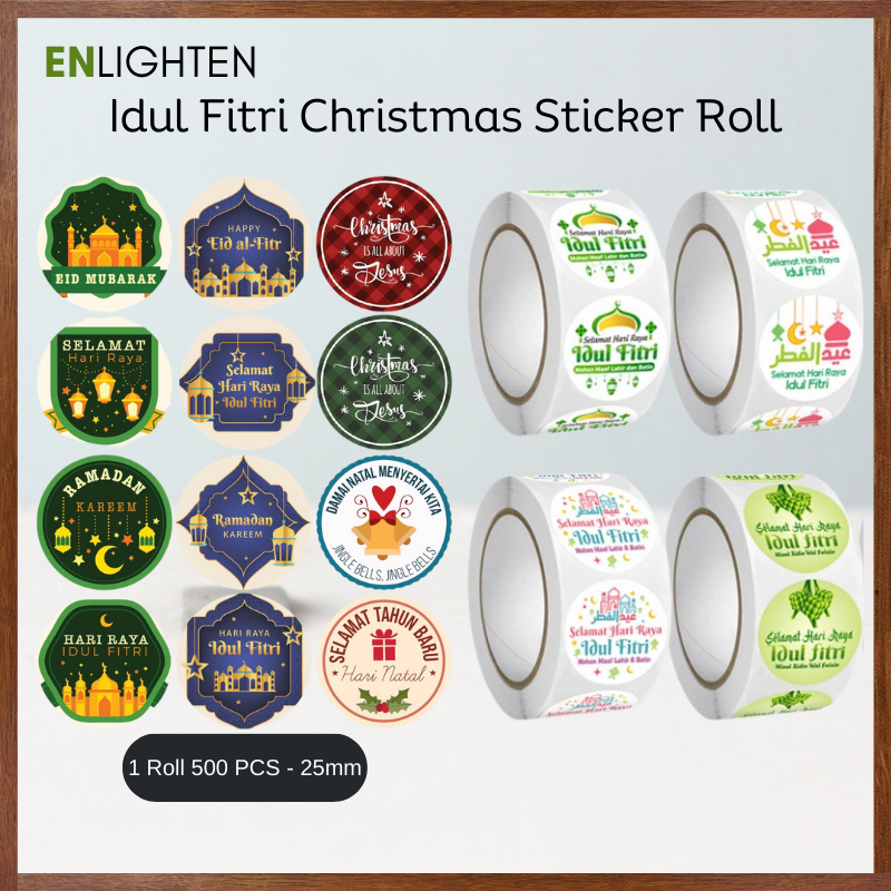 

Stiker 1 Roll 500 PCS Hari Raya Idul Fitri Ramadan Natal Lebaran Christmas Label Kemasan SS001