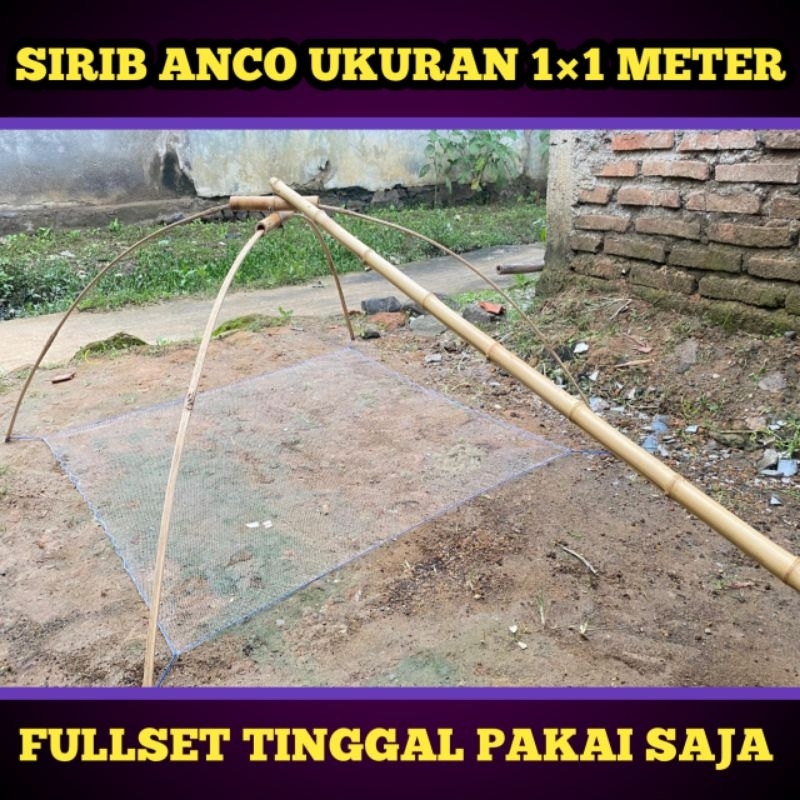 Sirib anco ukuran 1×1 meter fullset siap pakai jaring anco alat penangkap ikan tradisional